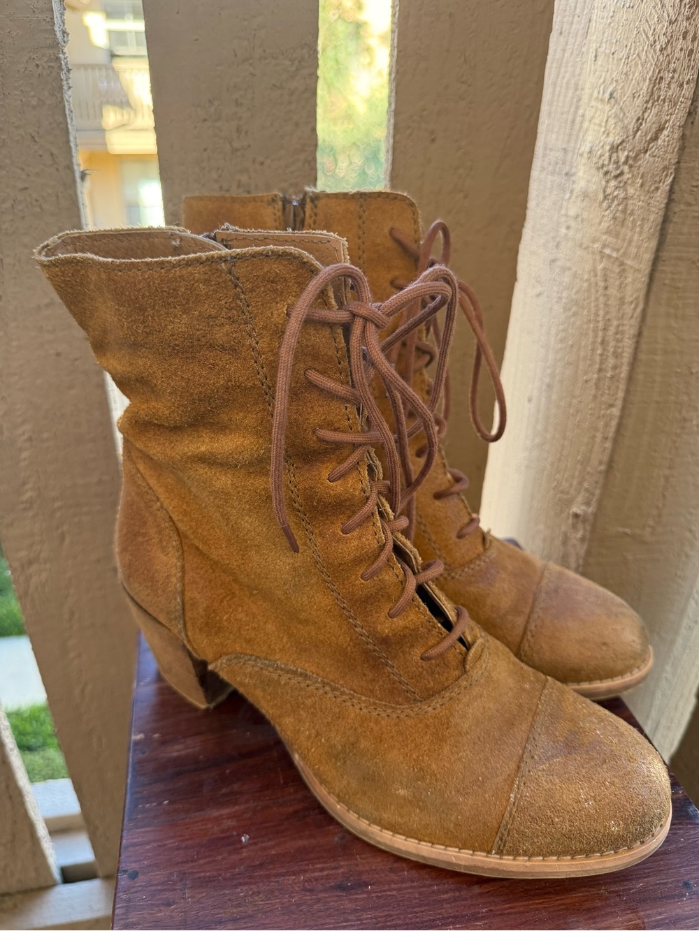 Seychelles Tan Suede Lace-Up Ankle Boots